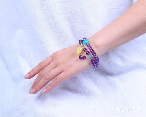 天然巴西高品质紫水晶两圈手链 尺寸约7.5mm