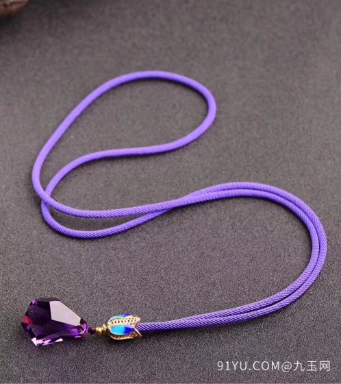 天然巴西紫水晶刻面随型吊坠 纯紫罗兰色颜色