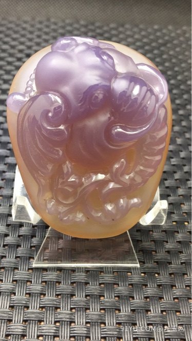 天然玉髓吊坠 纯天然帝王紫 雕刻大象 清晰典雅 性