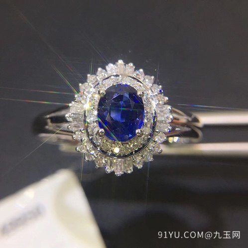 蓝宝石 18K金钻石戒指