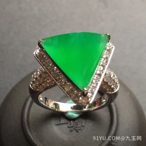 高端品质帝王绿翡翠戒指