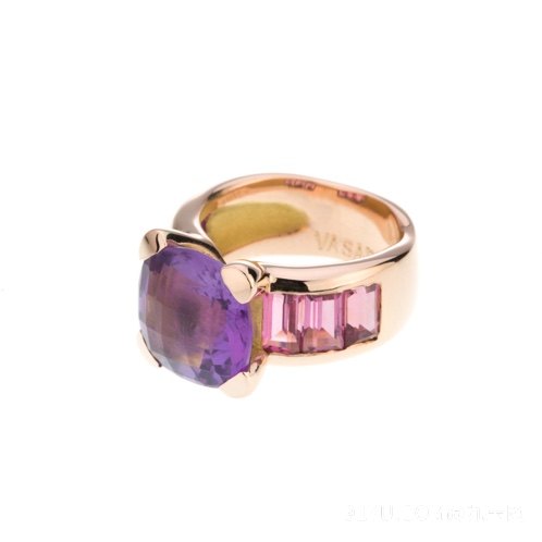 VASARI繽紛經典鑲紫水晶粉碧璽戒指第2張