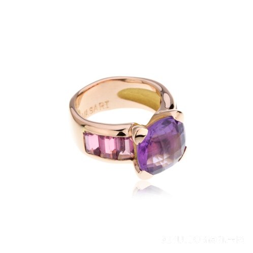 VASARI繽紛經典鑲紫水晶粉碧璽戒指第3張