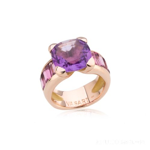 VASARI繽紛經典鑲紫水晶粉碧璽戒指第4張