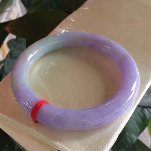 缅甸天然手镯糯种紫罗兰圆条手镯