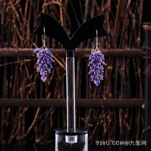 时尚韩版天然4毫米紫水晶流苏耳坠紫气东来百