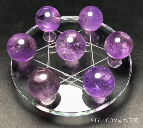 好货不多 天然紫罗兰颜色紫水晶球七星阵 颜色靓丽晶