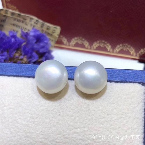 纯天然精选白珍珠耳钉馒头珠裸珠约11mm