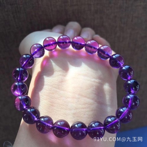 天然紫水晶手链 晶体好 紫罗兰色 珠子
