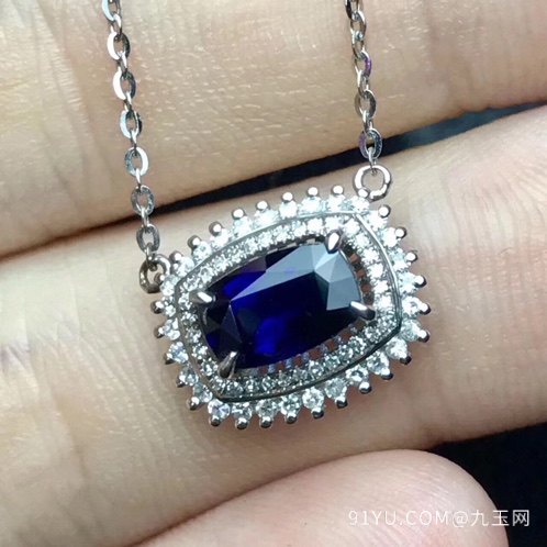 18k金+天然钻石镶嵌蓝宝石精美锁骨链