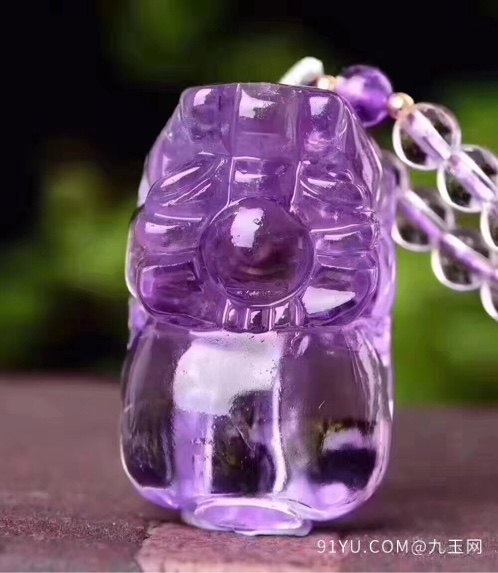 纯天然巴西紫水晶貔貅吊坠项链晶体美颜色漂亮