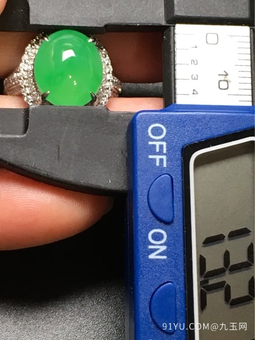 高质量冰种满绿翡翠戒指