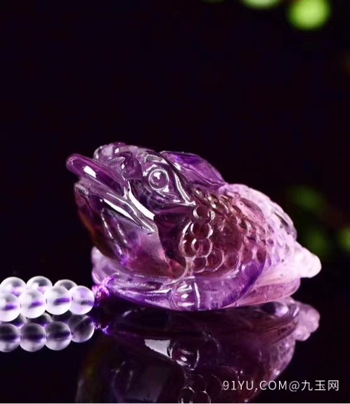 天然巴西紫黄水晶金蟾吊坠项链金蟾是招