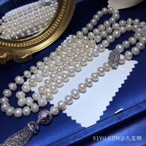 香港珠宝展最新款 经典毛衣链纯天然珍珠 18