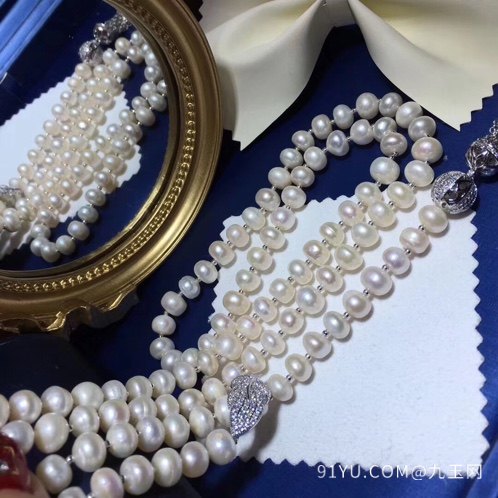 香港珠宝展最新款 经典毛衣链纯天然珍珠 18