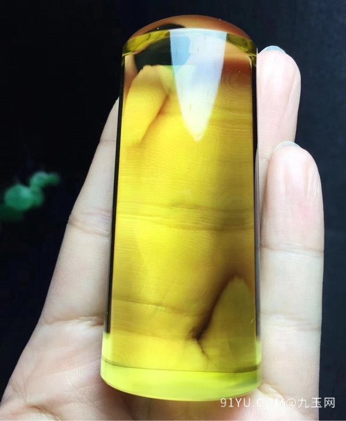 绝美纯天然巴西黄水晶椭圆形章料 晶体净体 水