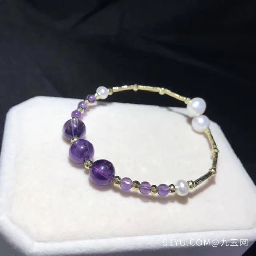 紫晶搭珍珠手镯