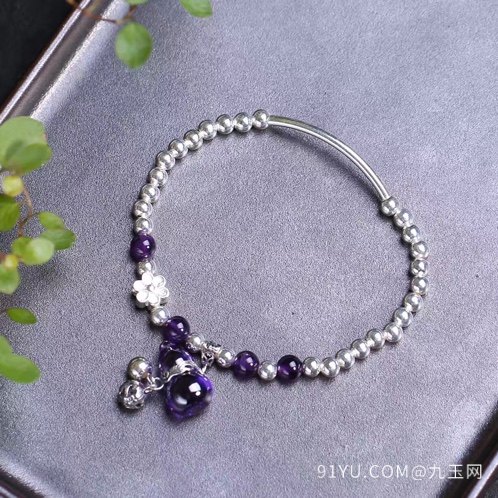 天然紫晶原创手链搭配紫锆石葫芦吊坠