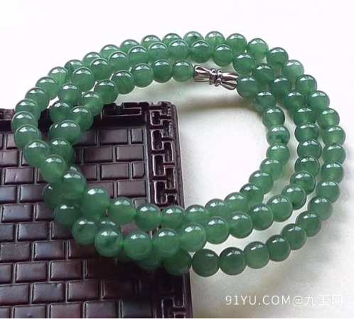 好种满绿圆珠翡翠项链手链