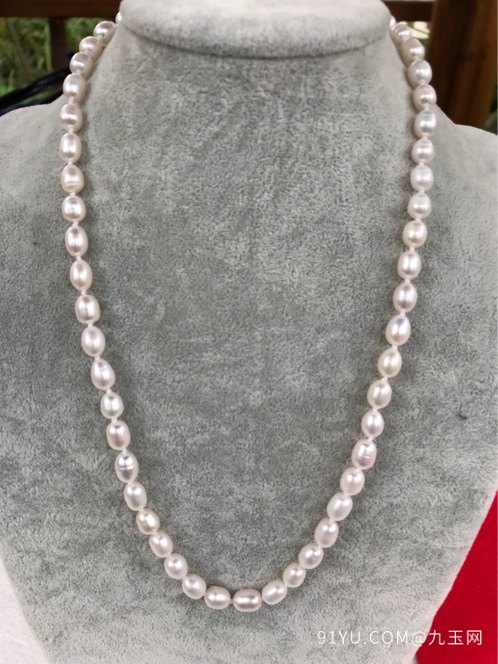 天然淡水珍珠项链珍珠尺寸：6mm 长