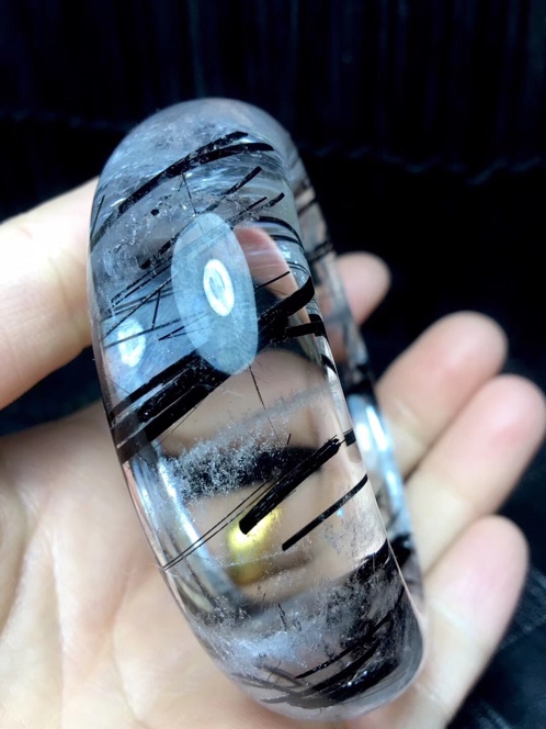 经典黑发晶手镯(内径：59mm)精品纯天然黑发晶手