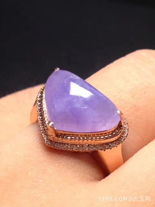 紫罗兰冰糯种翡翠戒指