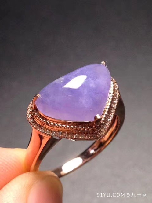 紫罗兰冰糯种翡翠戒指