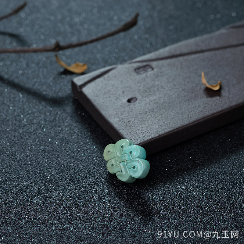 高瓷蓝绿绿松石中国结吊坠