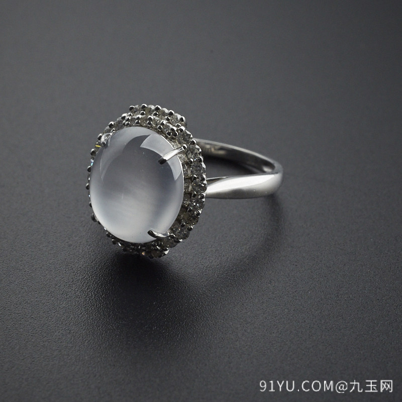 18K金玻璃种翡翠戒指
