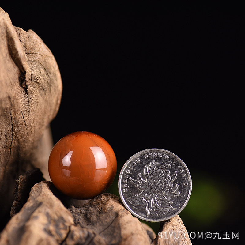23.5mm柿子红南红圆珠吊坠