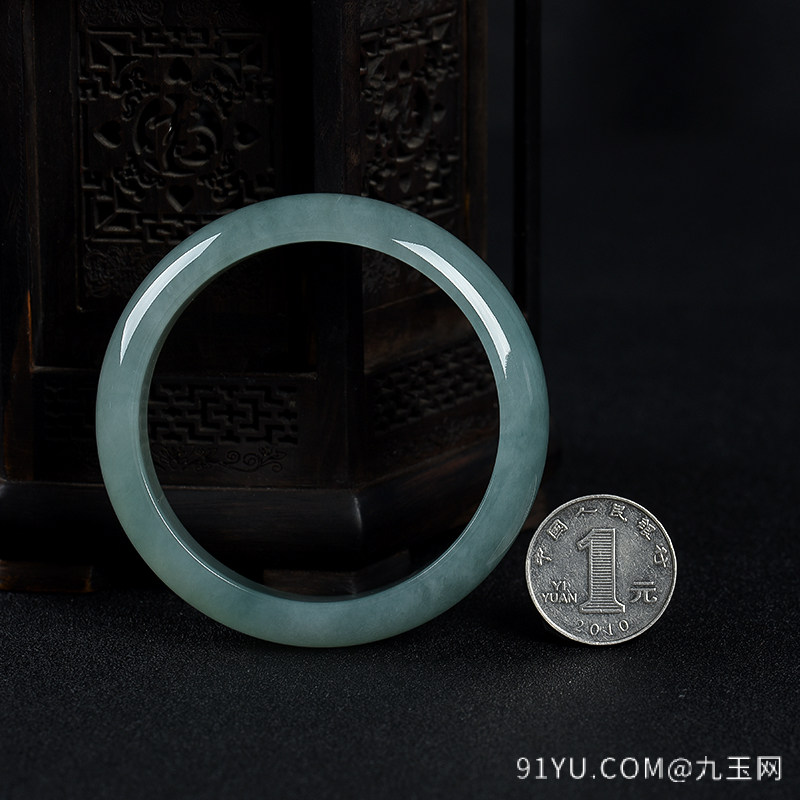 57.5mm糯种蓝绿翡翠手镯