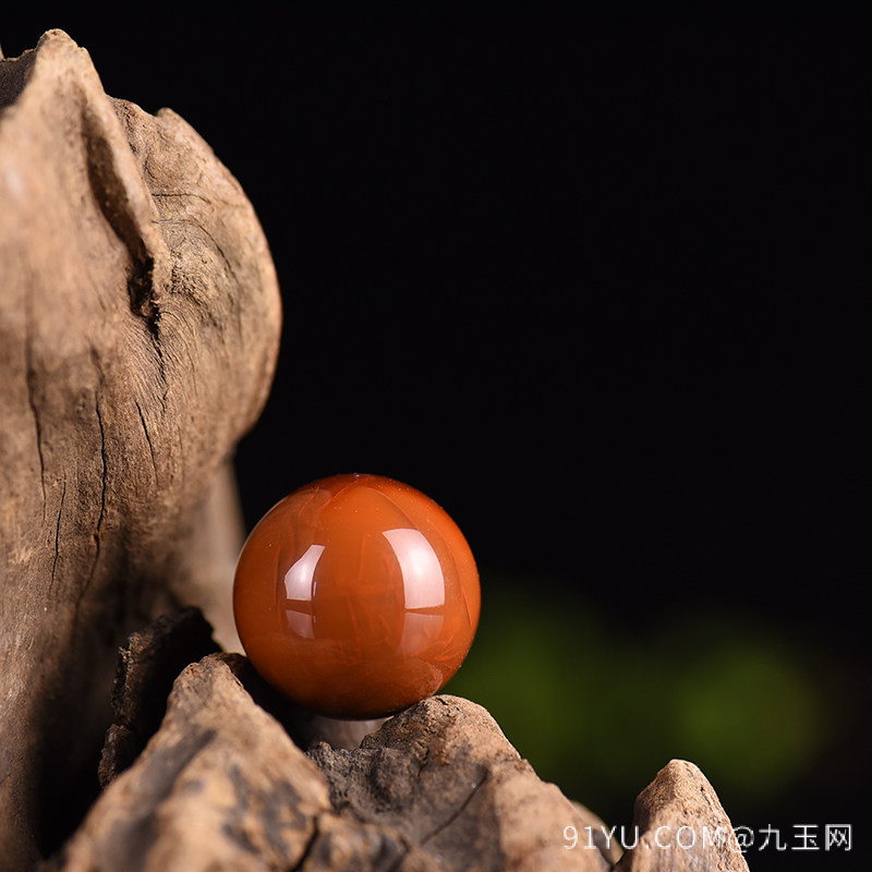 23.5mm柿子红南红圆珠吊坠