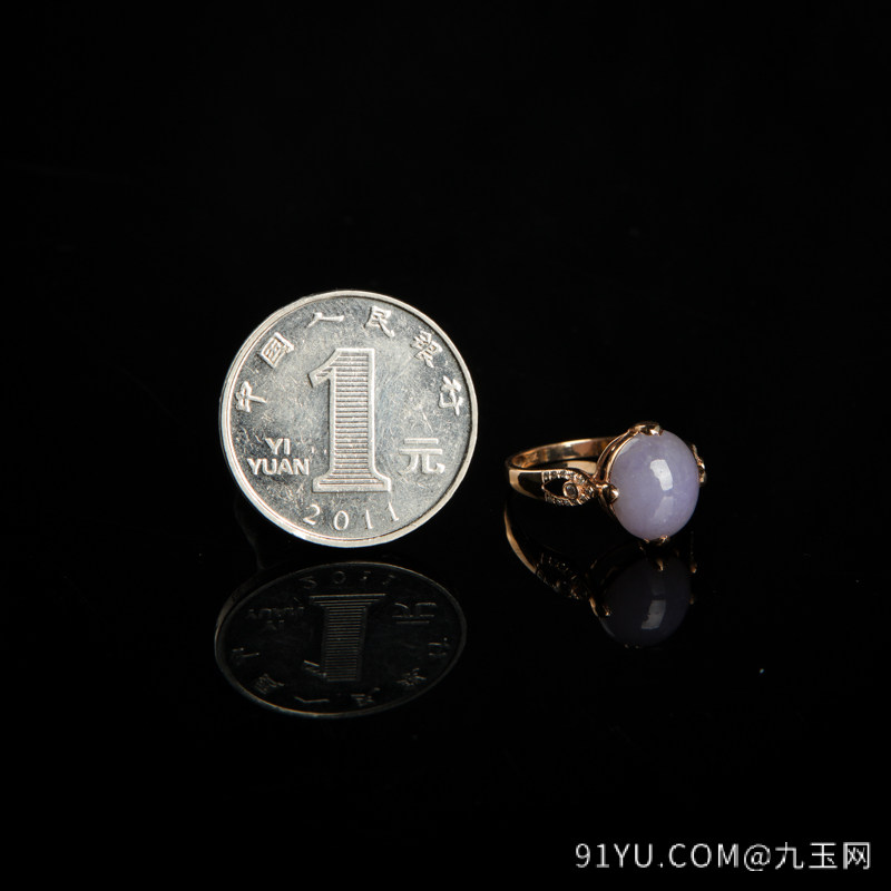 18K豆种浅紫色翡翠戒指