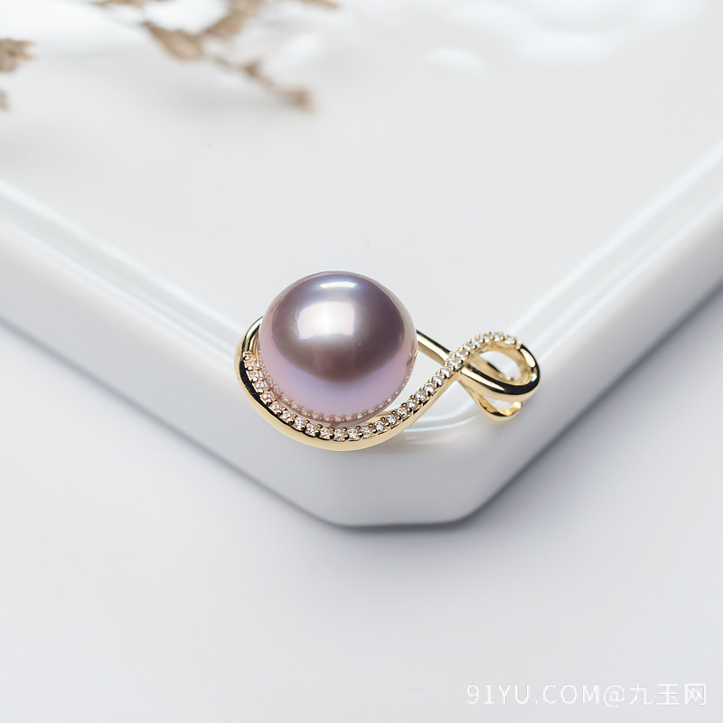 银镶淡水紫色珍珠吊坠