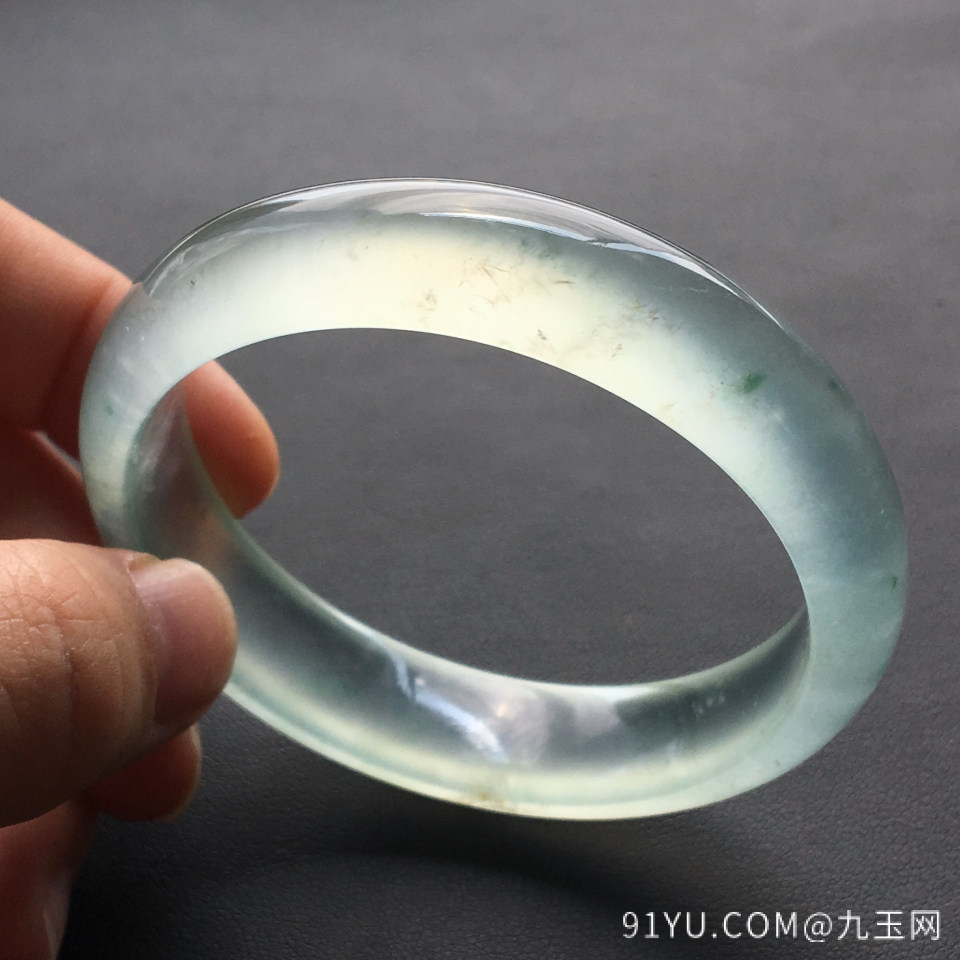 玻璃种略飘花手镯(54mm)