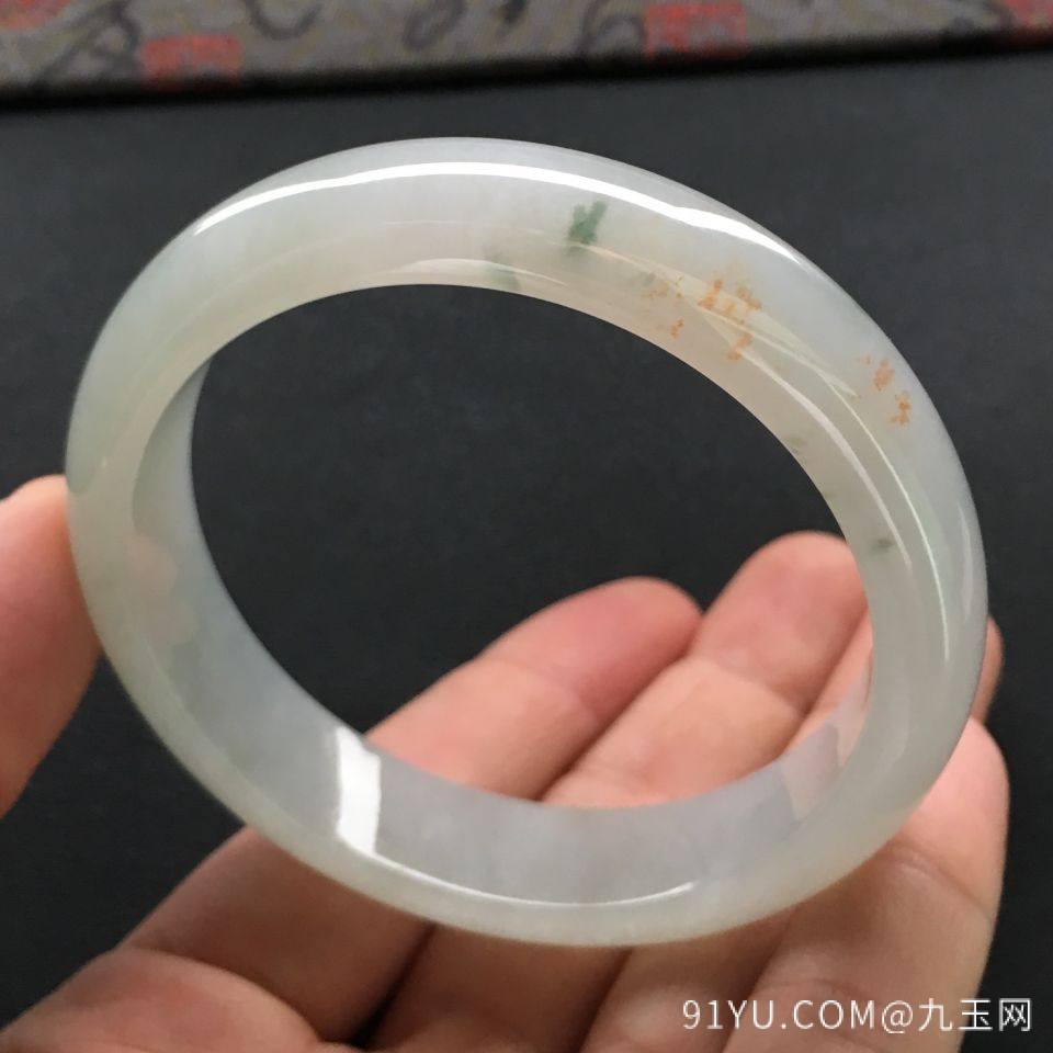 糯冰种飘花略带洒金手镯(59.5mm)