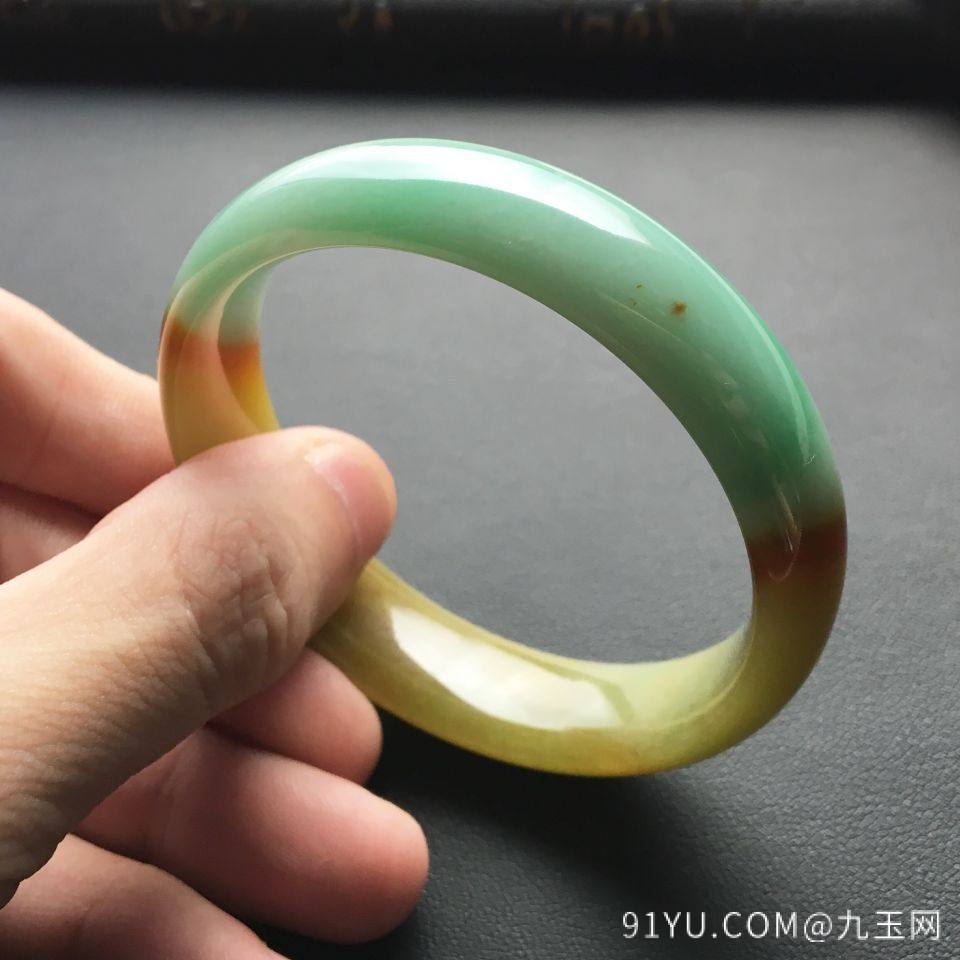 糯冰种黄加绿手镯(54.5mm)