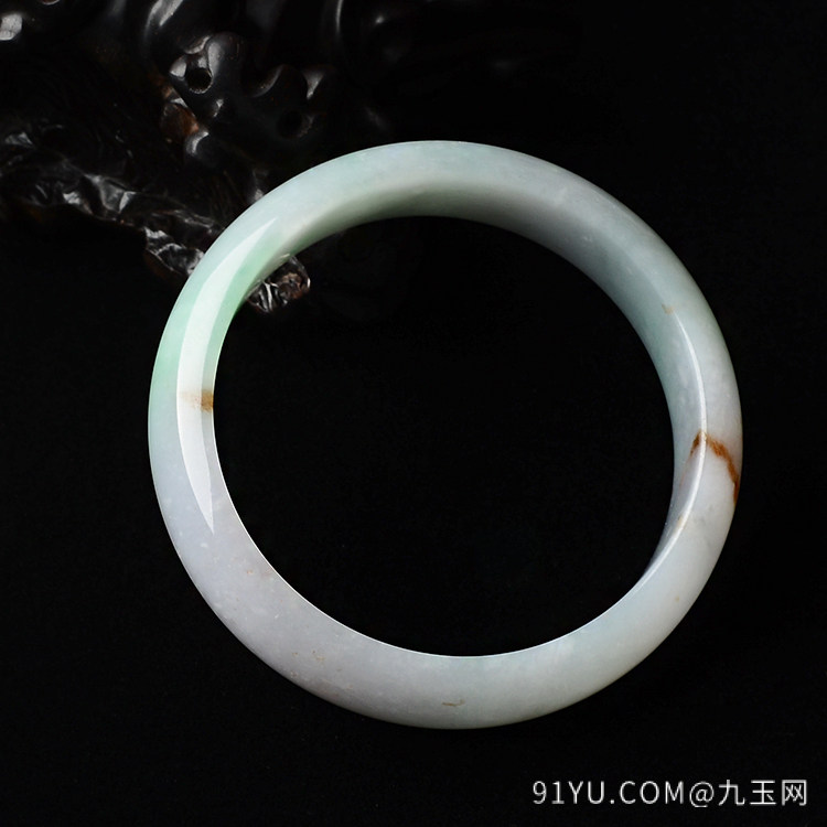 糯冰种翠色略带褐黄翡手镯(60.3mm)