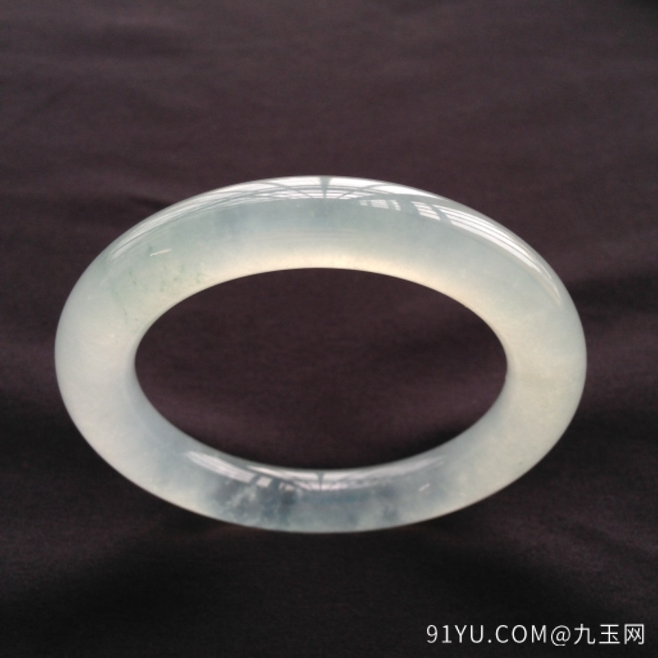 冰玻种无色圆条手镯(54mm)翡翠