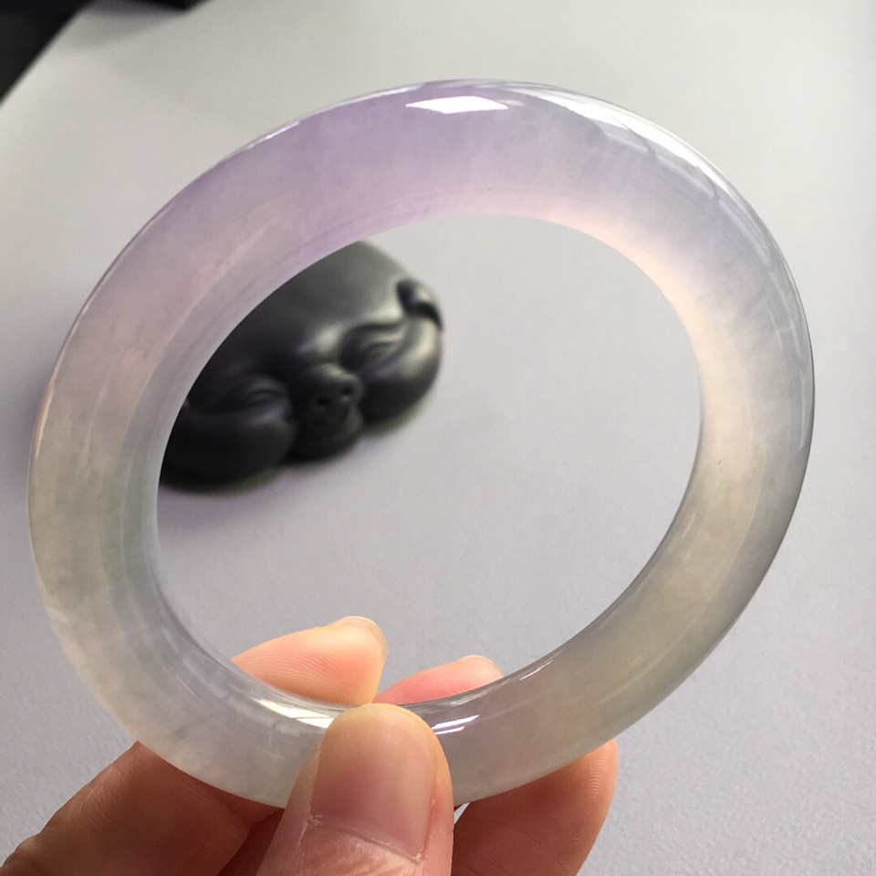 冰玻种淡紫罗兰圆条手镯(56.7mm)翡翠