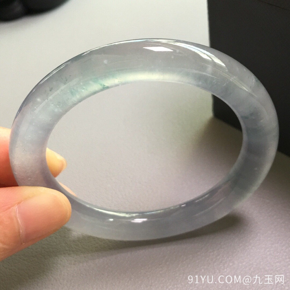 玻璃种飘花圆条手镯(51.4mm)翡翠