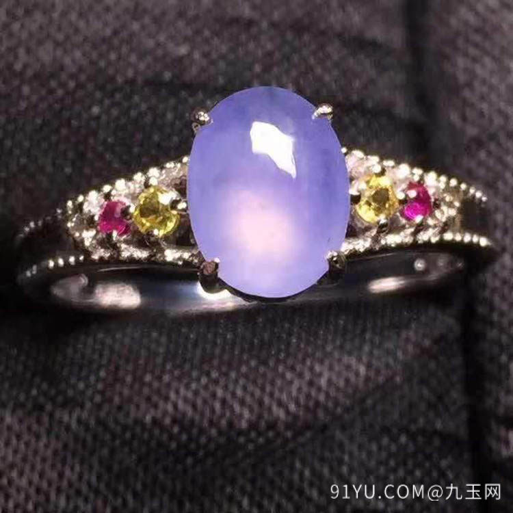 紫罗兰冰种翡翠戒指（蛋面）