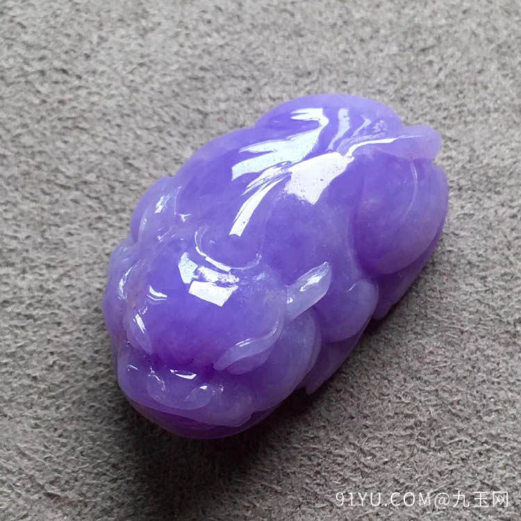 紫罗兰糯冰种貔貅小摆件
