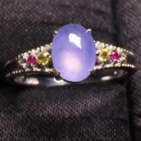 紫罗兰冰种翡翠戒指（蛋面）