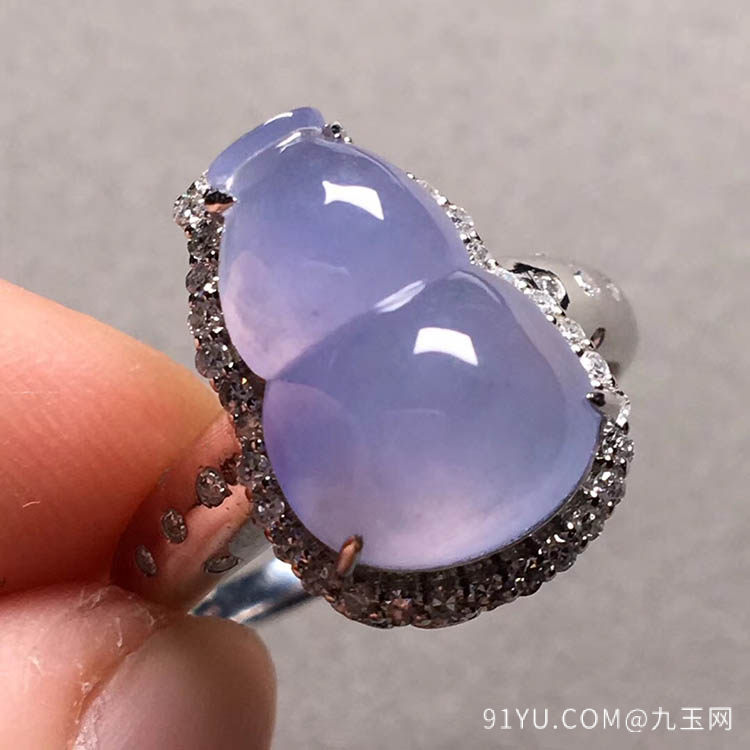 紫罗兰冰种葫芦翡翠戒指