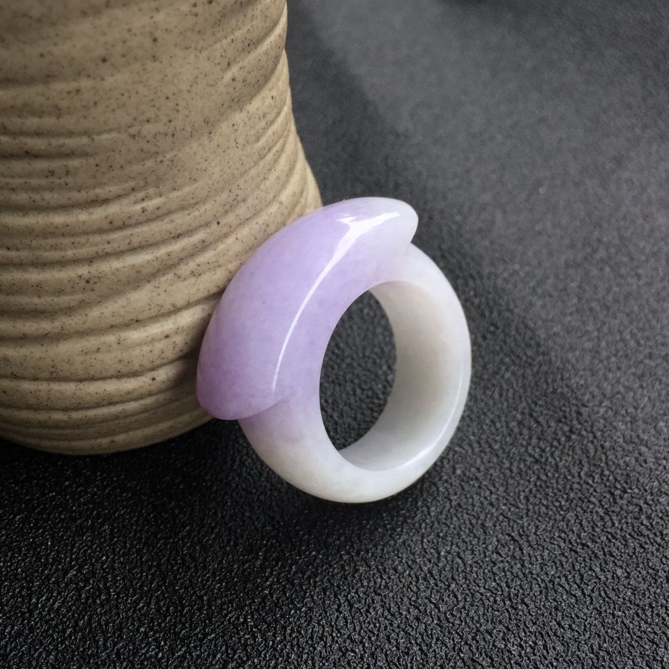 紫罗兰糯种马鞍翡翠指环
