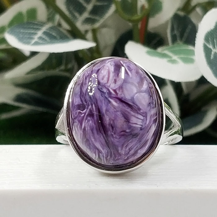天然紫龙晶925银饰戒指女款 活口