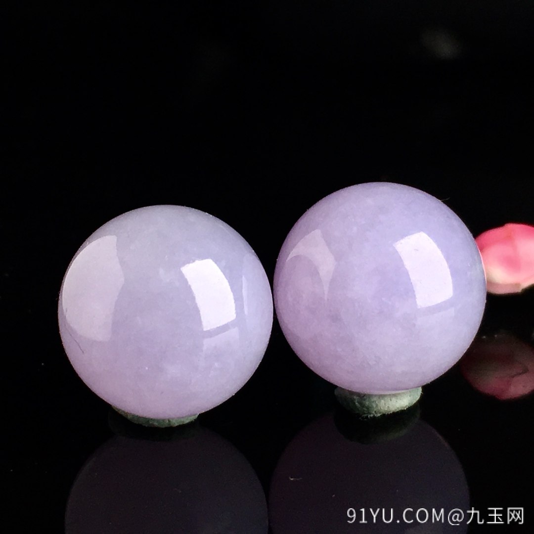 一对冰紫珠珠，裸石尺寸13.5mm