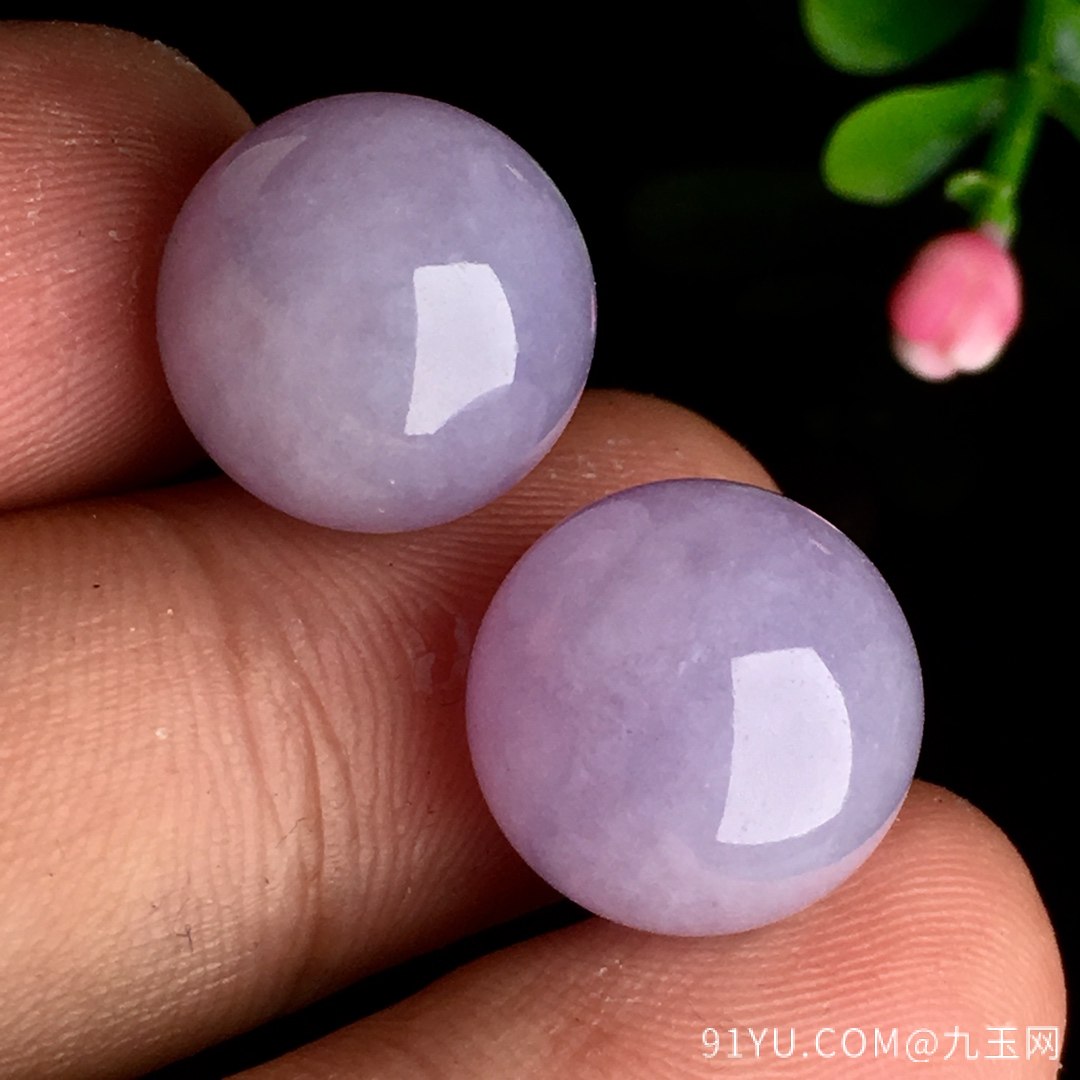 一对冰紫珠珠，裸石尺寸13.5mm