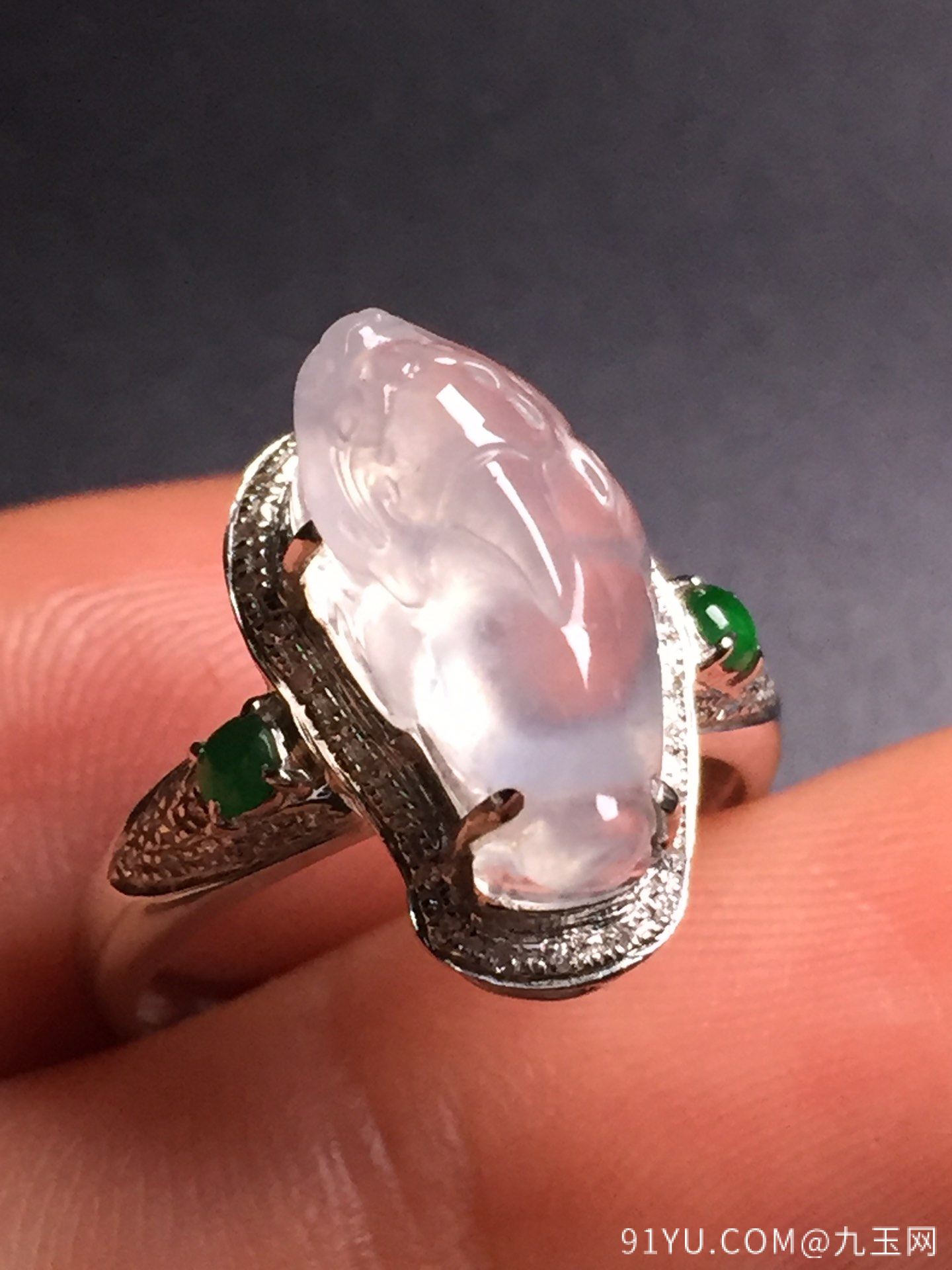 高冰貔貅戒指，18k真金真钻镶嵌，完美，种水超好，玉质细腻。[愉快][愉快